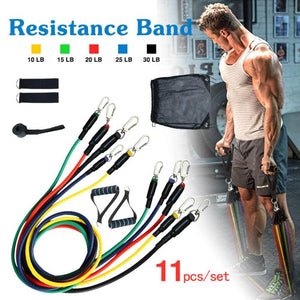 11 PCS Latex Resistance Band Set Exercise Fitness Workout Set